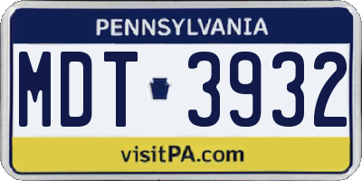 PA license plate MDT3932