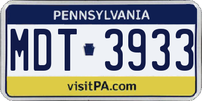 PA license plate MDT3933