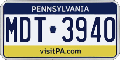 PA license plate MDT3940
