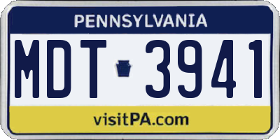 PA license plate MDT3941