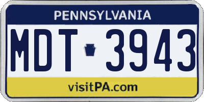 PA license plate MDT3943