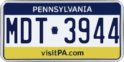 PA license plate MDT3944