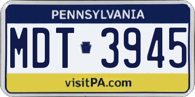 PA license plate MDT3945