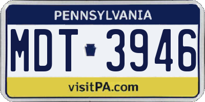 PA license plate MDT3946