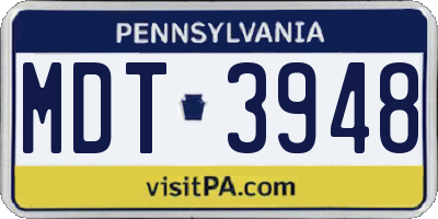 PA license plate MDT3948