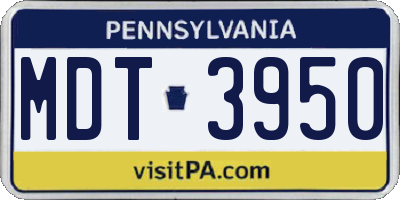 PA license plate MDT3950