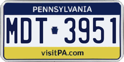 PA license plate MDT3951