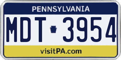 PA license plate MDT3954