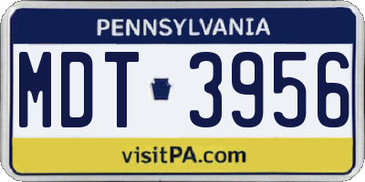 PA license plate MDT3956