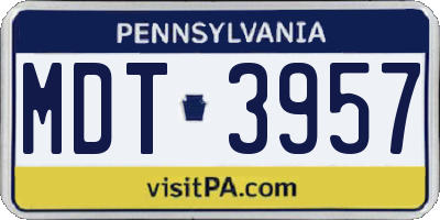 PA license plate MDT3957