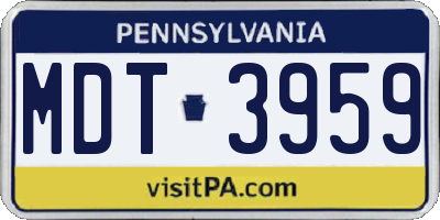 PA license plate MDT3959
