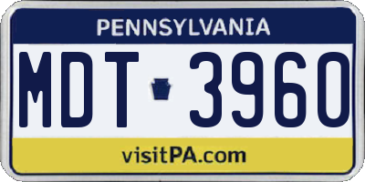 PA license plate MDT3960