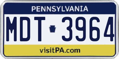 PA license plate MDT3964