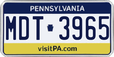 PA license plate MDT3965