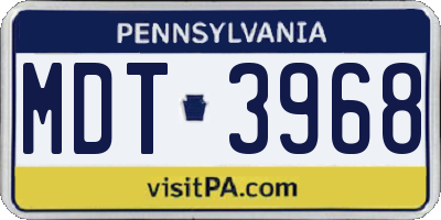 PA license plate MDT3968