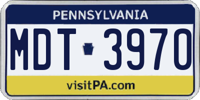 PA license plate MDT3970