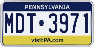 PA license plate MDT3971