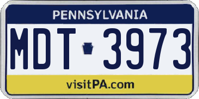 PA license plate MDT3973