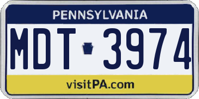 PA license plate MDT3974