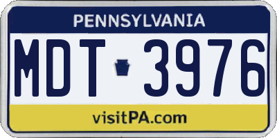 PA license plate MDT3976