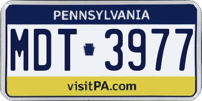 PA license plate MDT3977