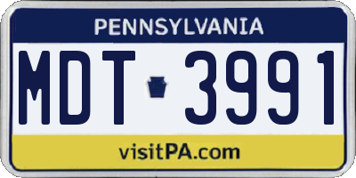 PA license plate MDT3991