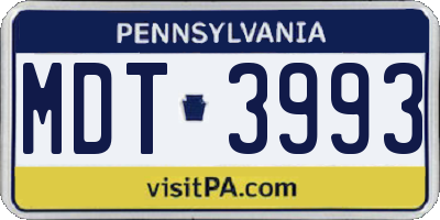 PA license plate MDT3993