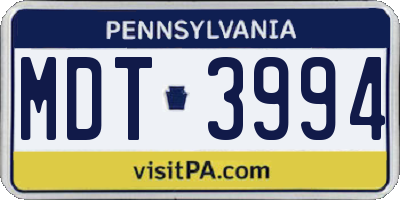 PA license plate MDT3994