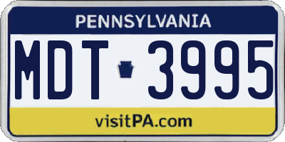 PA license plate MDT3995