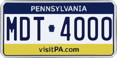 PA license plate MDT4000
