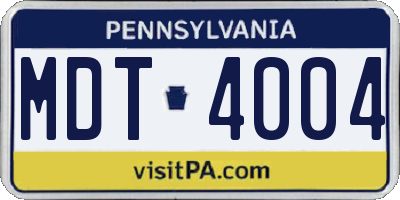 PA license plate MDT4004