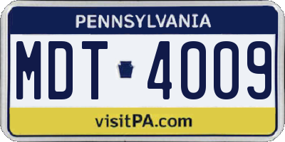 PA license plate MDT4009