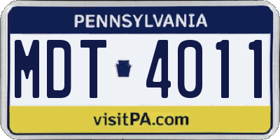 PA license plate MDT4011