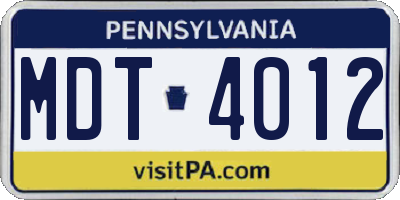 PA license plate MDT4012