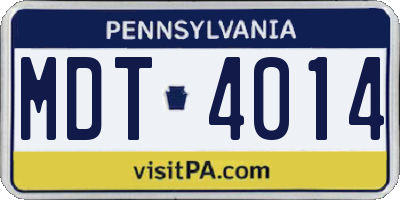 PA license plate MDT4014