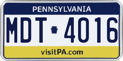 PA license plate MDT4016
