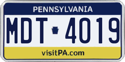PA license plate MDT4019