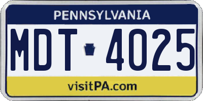 PA license plate MDT4025