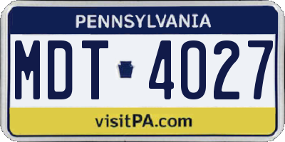 PA license plate MDT4027