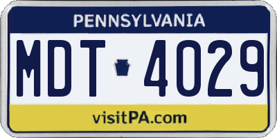 PA license plate MDT4029