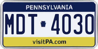 PA license plate MDT4030