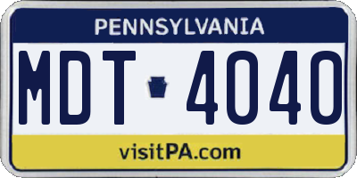 PA license plate MDT4040