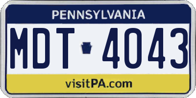 PA license plate MDT4043