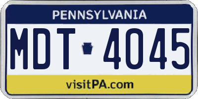 PA license plate MDT4045