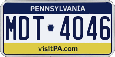 PA license plate MDT4046