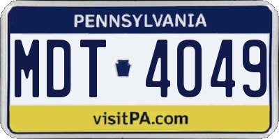 PA license plate MDT4049