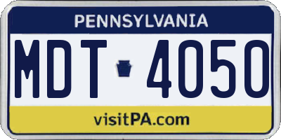 PA license plate MDT4050