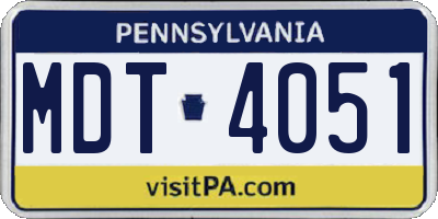 PA license plate MDT4051