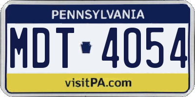 PA license plate MDT4054