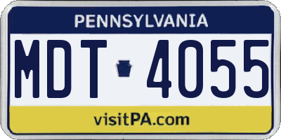 PA license plate MDT4055